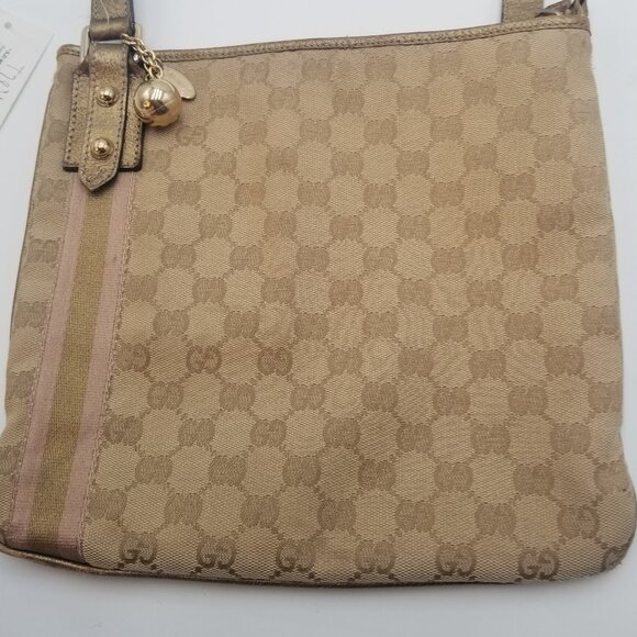 Gucci GG Jolicoeur Crossbody Brown Beige Canvas Fabric Bag - Picture 1 of 16